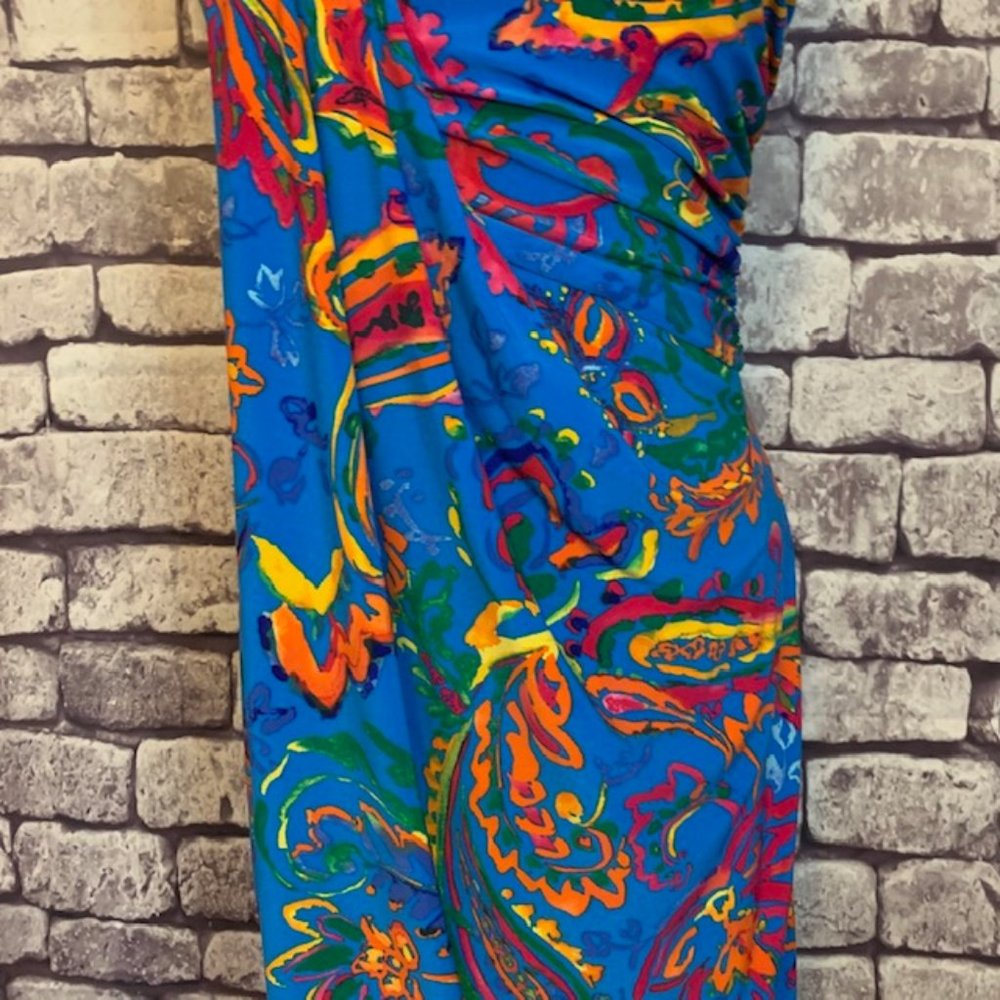 DONATED✨HPx2✨ Ralph Lauren One-Shoulder Multi-colored Dress Size 8 💙💗💛💚 - Picture 3 of 11
